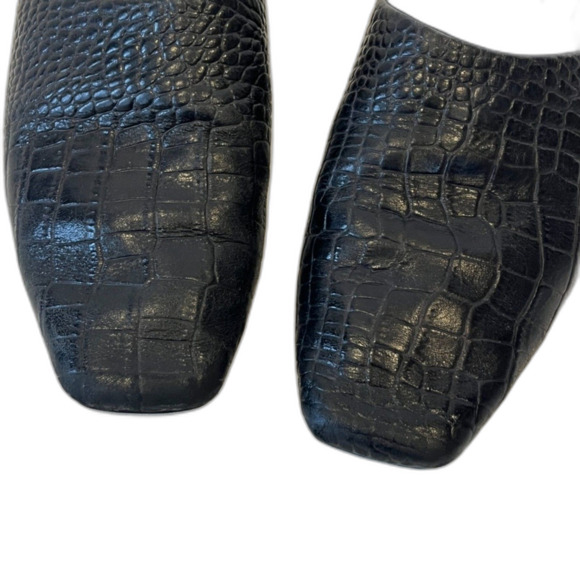 Vagabond Shoemakers Black Leather Square Toe Mules Size 37 Crocodile Embossed - Picture 6 of 11